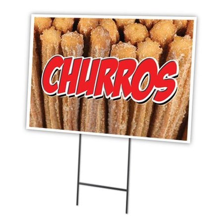 SIGNMISSION Churros Yard Sign & Stake outdoor plastic coroplast window, C-1824 Churros C-1824 Churros